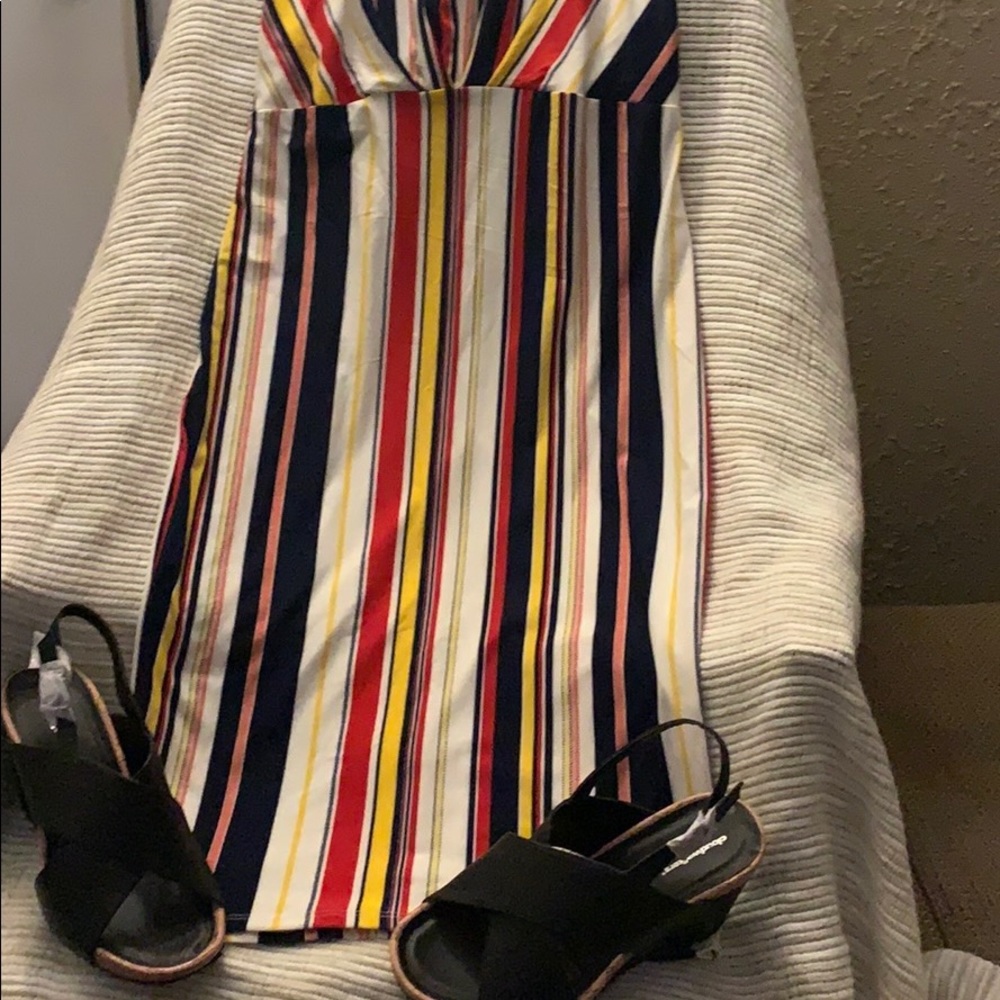 2X Spaghetti Strap Strip Dress